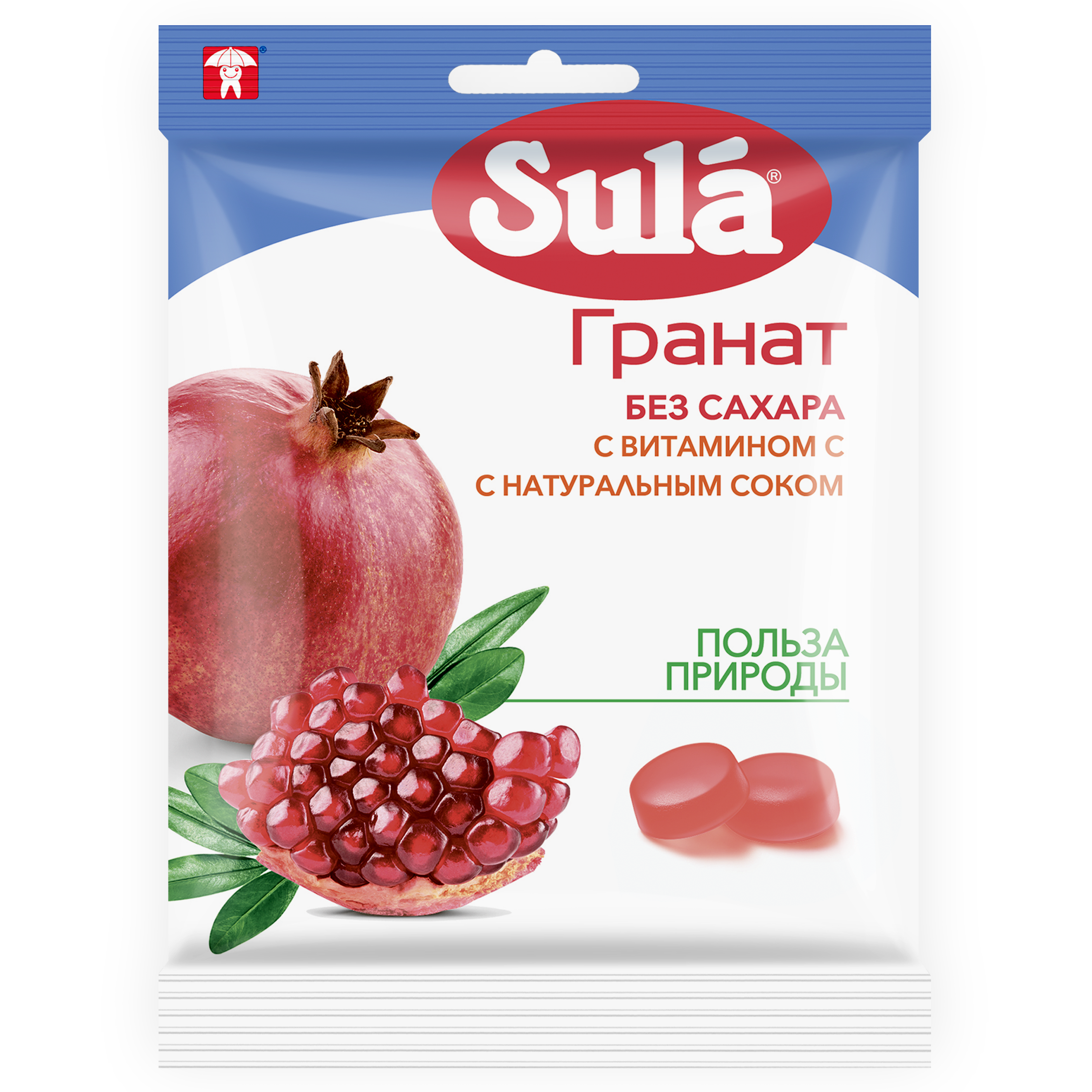 Леденцы без сахара Sula Гранат, 5 шт по 60 г