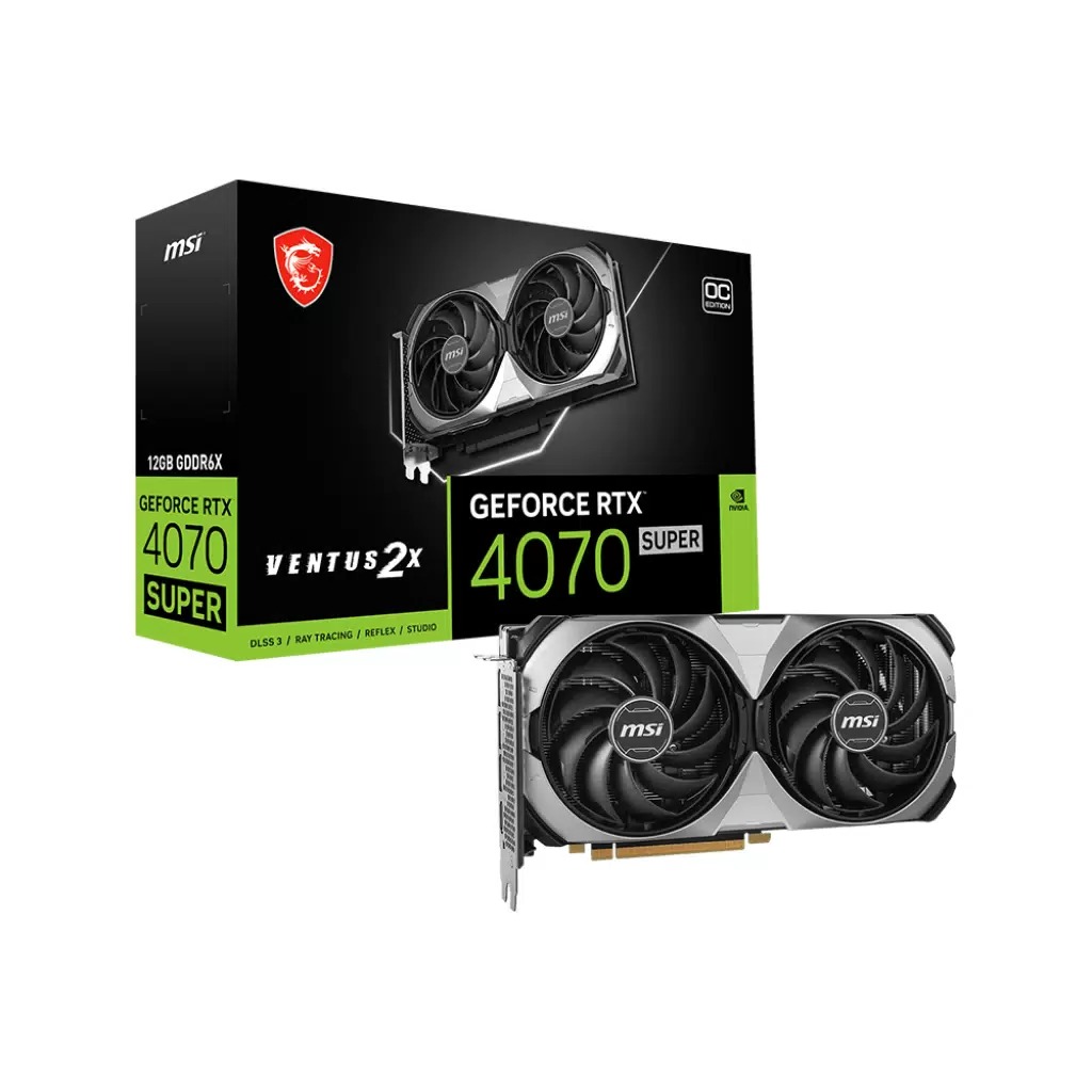 

Видеокарта MSI NVIDIA GeForce RTX 4070 Super Ventus 2X OC, Серый;черный, GeForce RTX 4070 Super Ventus 2X OC