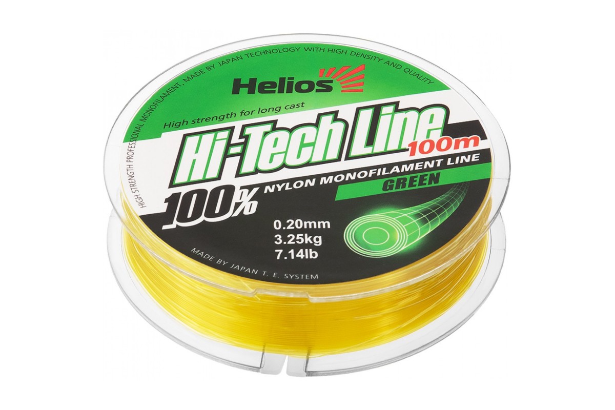 

Леска монофильная Helios Hi-tech Line 0,2 мм, 100 м, 3,25 кг, green, Hi-tech Line