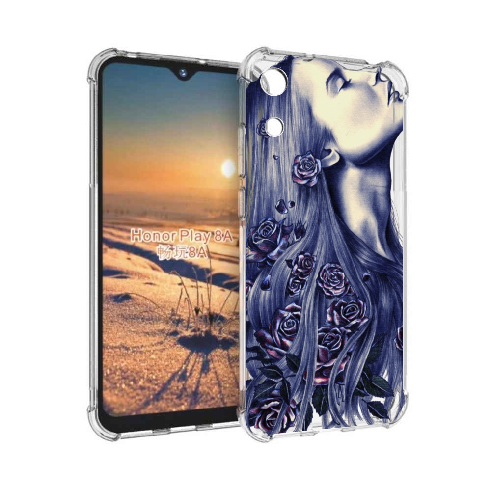 

Чехол бампер MyPads Девушка с розами женский для Honor 8A., Прозрачный, Tocco