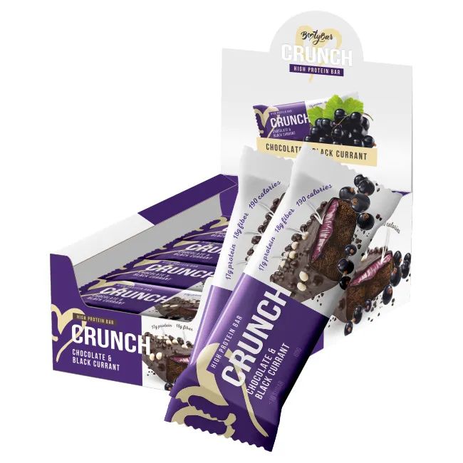 Протеиновый батончик BOOTYBAR Crunch, 16шт по 60 г, Шоколад с черной смородиной