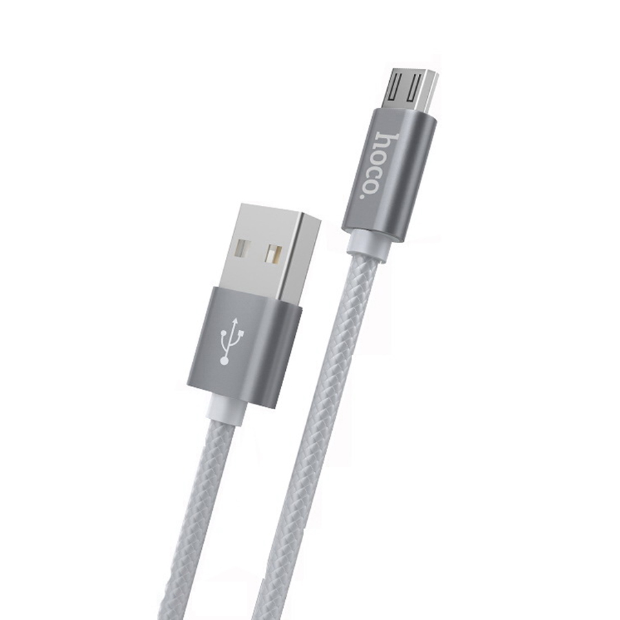 

Кабель Hoco X2 knitted USB - Micro USB, 2.4 А, 1 м, серый, X2 knitted