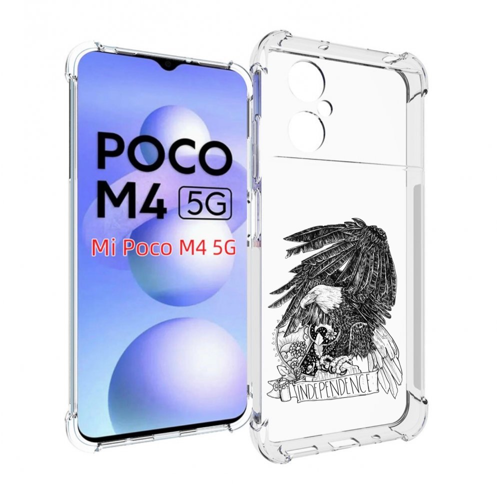 

Чехол MyPads черно белый сокол для Xiaomi Poco M4 5G, Прозрачный, Tocco