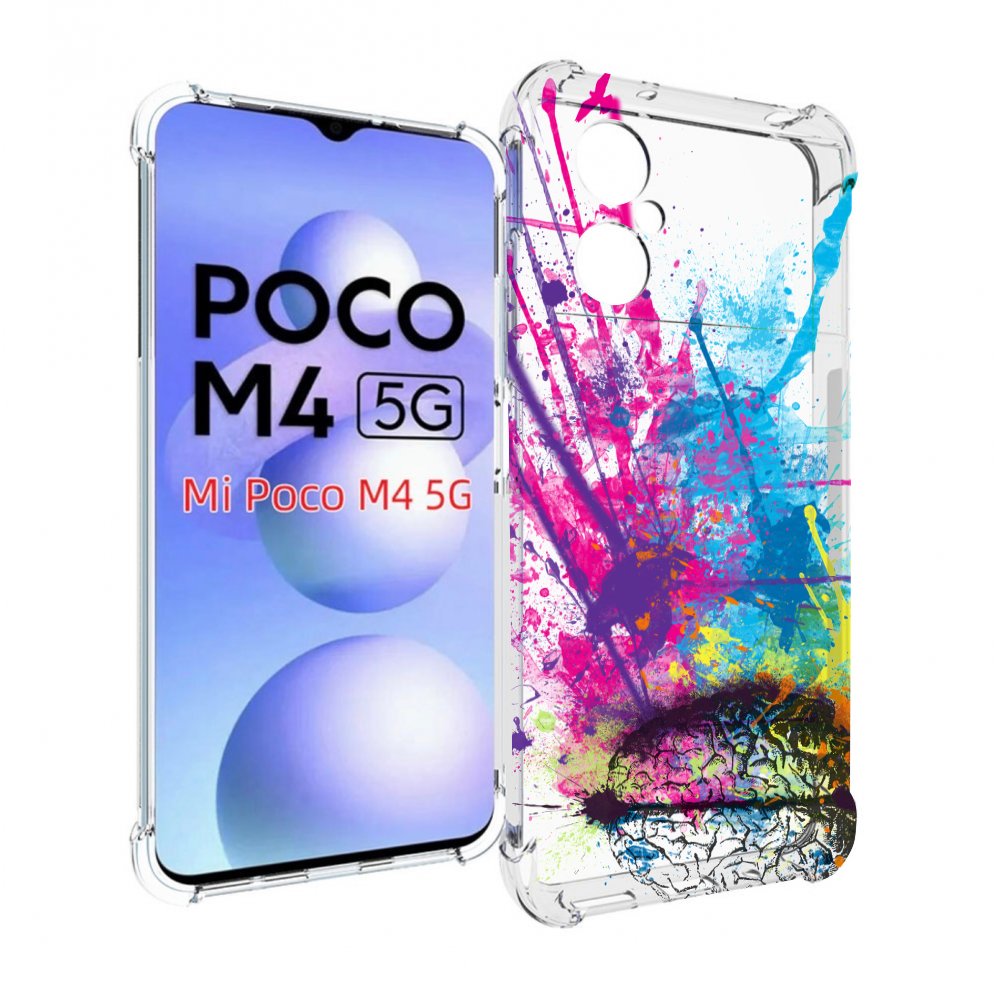 

Чехол MyPads яркий красочный мозг для Xiaomi Poco M4 5G, Прозрачный, Tocco