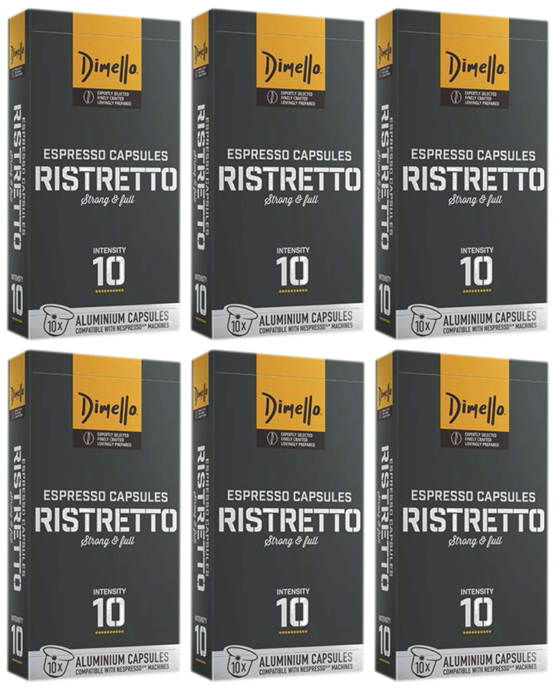 Кофе Dimello в капсулах Ristretto, 6 упаковки по 10 шт