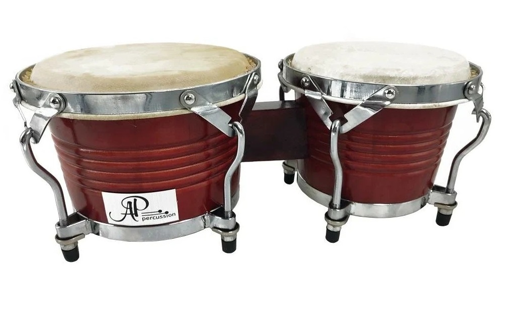 фото Ap percussion cx-d121b-rw - бонго 6,5x7,5 корпус махагон, мембрана кожа цвет красный