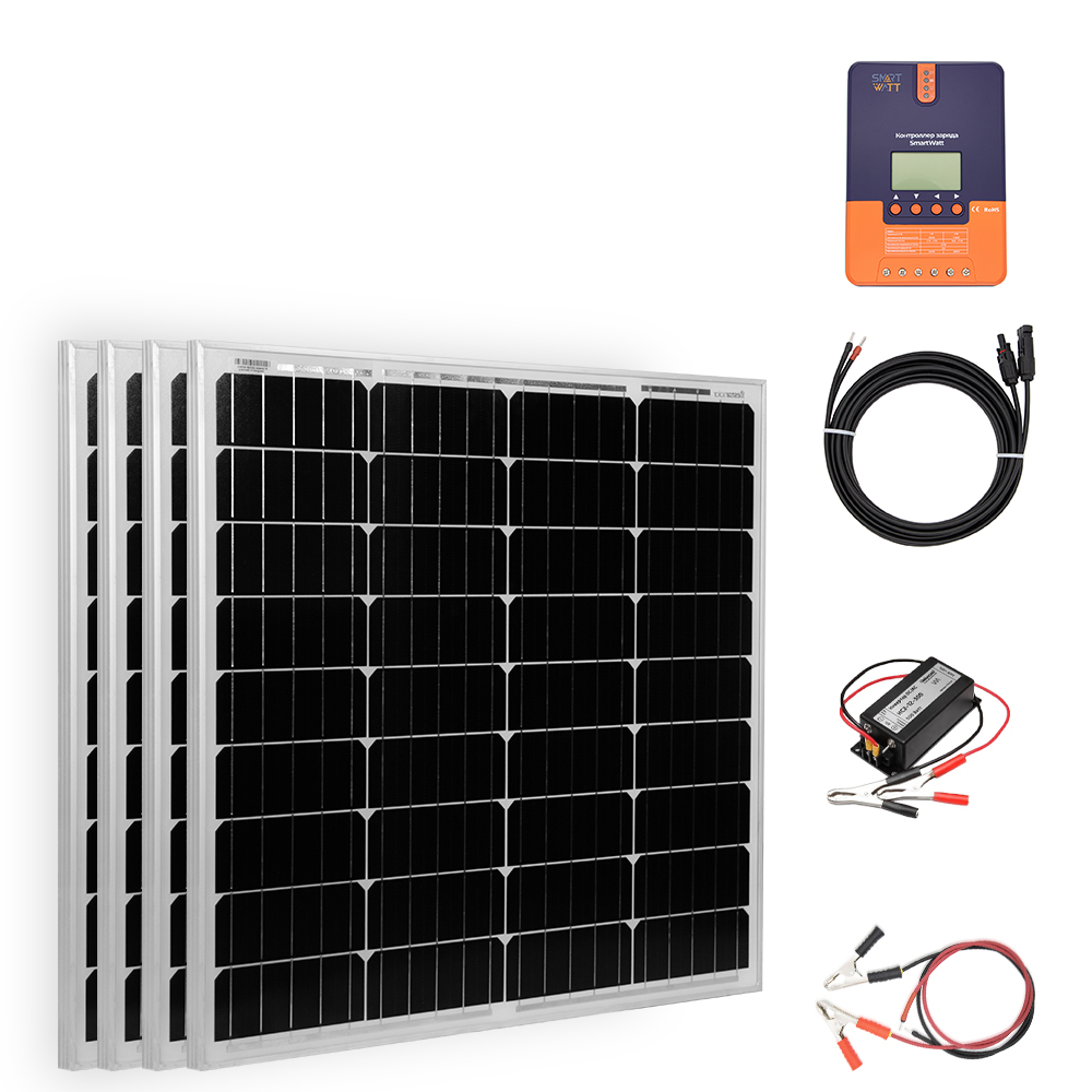 

Солнечная электростанция RestarSolar 240 Вт Моно MPPT контроллер. Инвертор 300 Вт