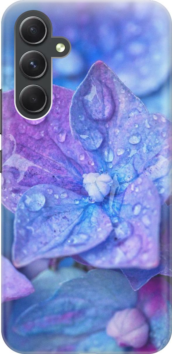 

Силиконовый чехол на Samsung Galaxy A54 5G "Голубой цветочек", Голубой;фиолетовый, 158756