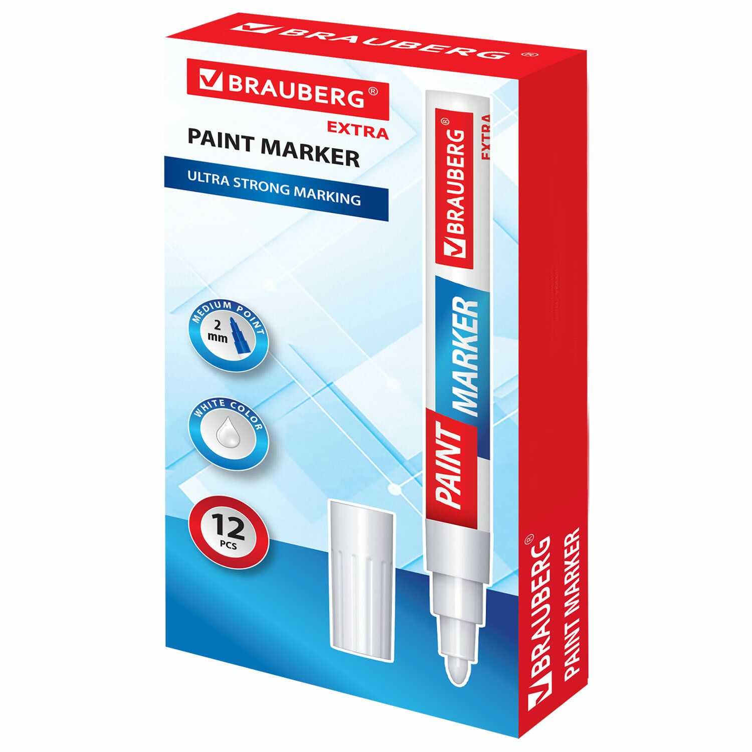 

Маркер-краска лаковый Brauberg Extra (paint marker) 2 мм, белый, 151967 12 шт