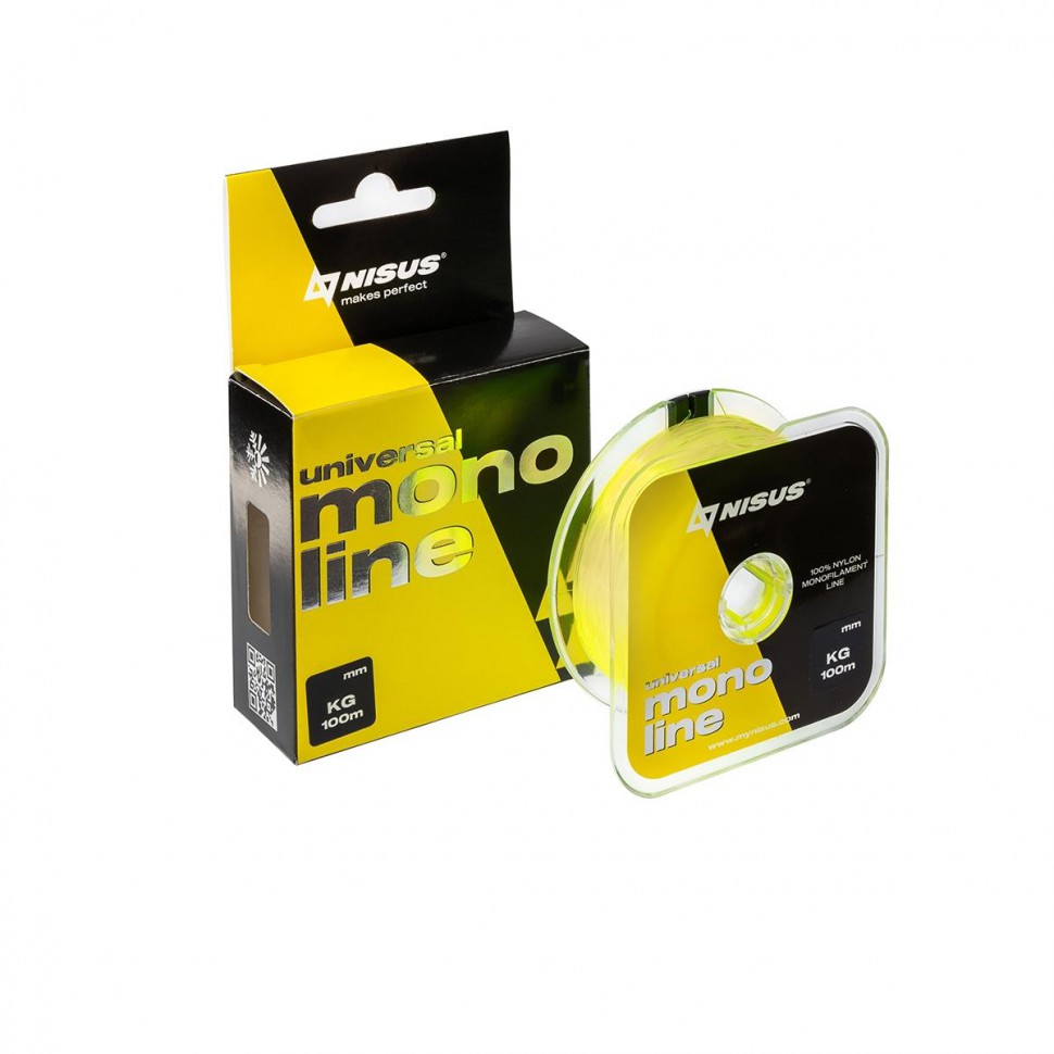 

Леска монофильная Nisus Monoline 0,4 мм, 100 м, 13,1 кг, fluorescent yellow, Желтый, Monoline