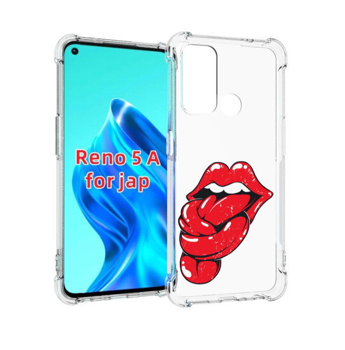

Чехол MyPads яркие губы с языком для Oppo Reno 5A, Прозрачный, Tocco