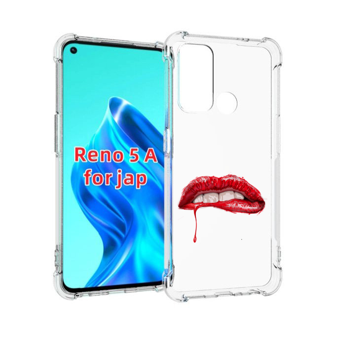 

Чехол MyPads яркие красные губы для Oppo Reno 5A, Прозрачный, Tocco