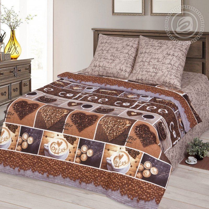 фото Комплект постельного белья 2-спальный с европрост. бязь (кофемания) артпостель