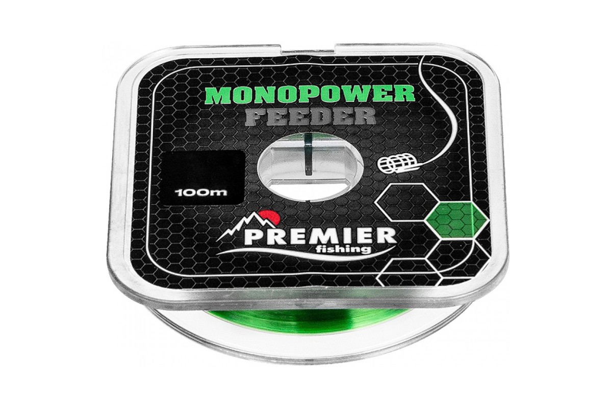 Леска монофильная Premier Fishing Monopower Feeder 0,2 мм, 100 м, 4,4 кг, green