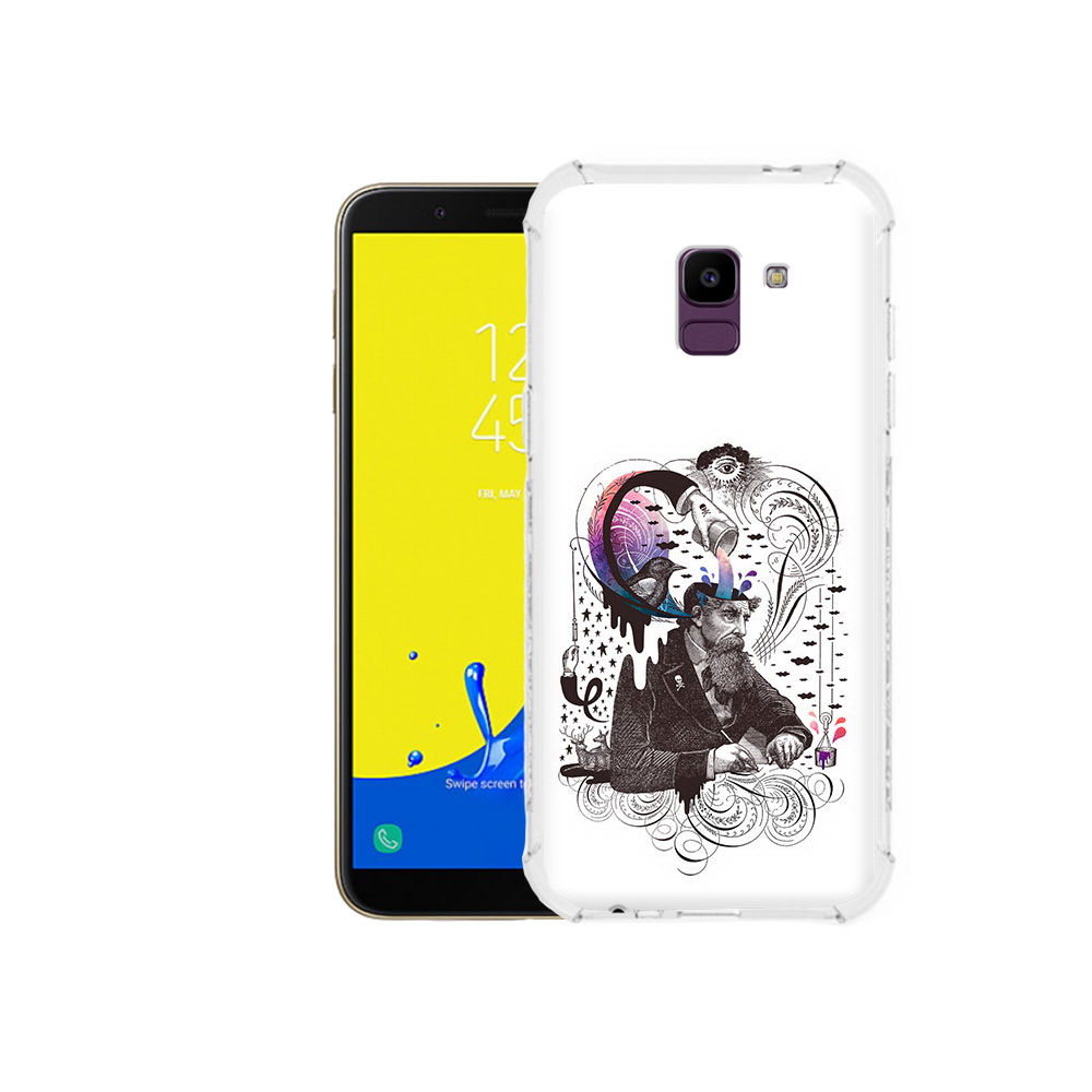 

Чехол MyPads Tocco для Samsung Galaxy J6 (2018) абстракция думающий мужчина, Прозрачный, Tocco