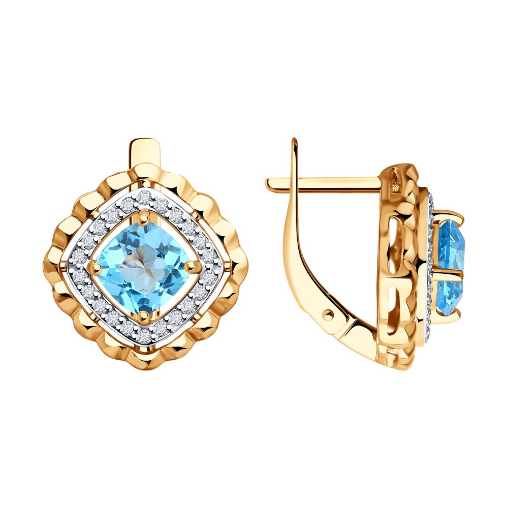 

Серьги из золота Diamant 51-320-02389-1, фианит/топаз, 51-320-02389-1