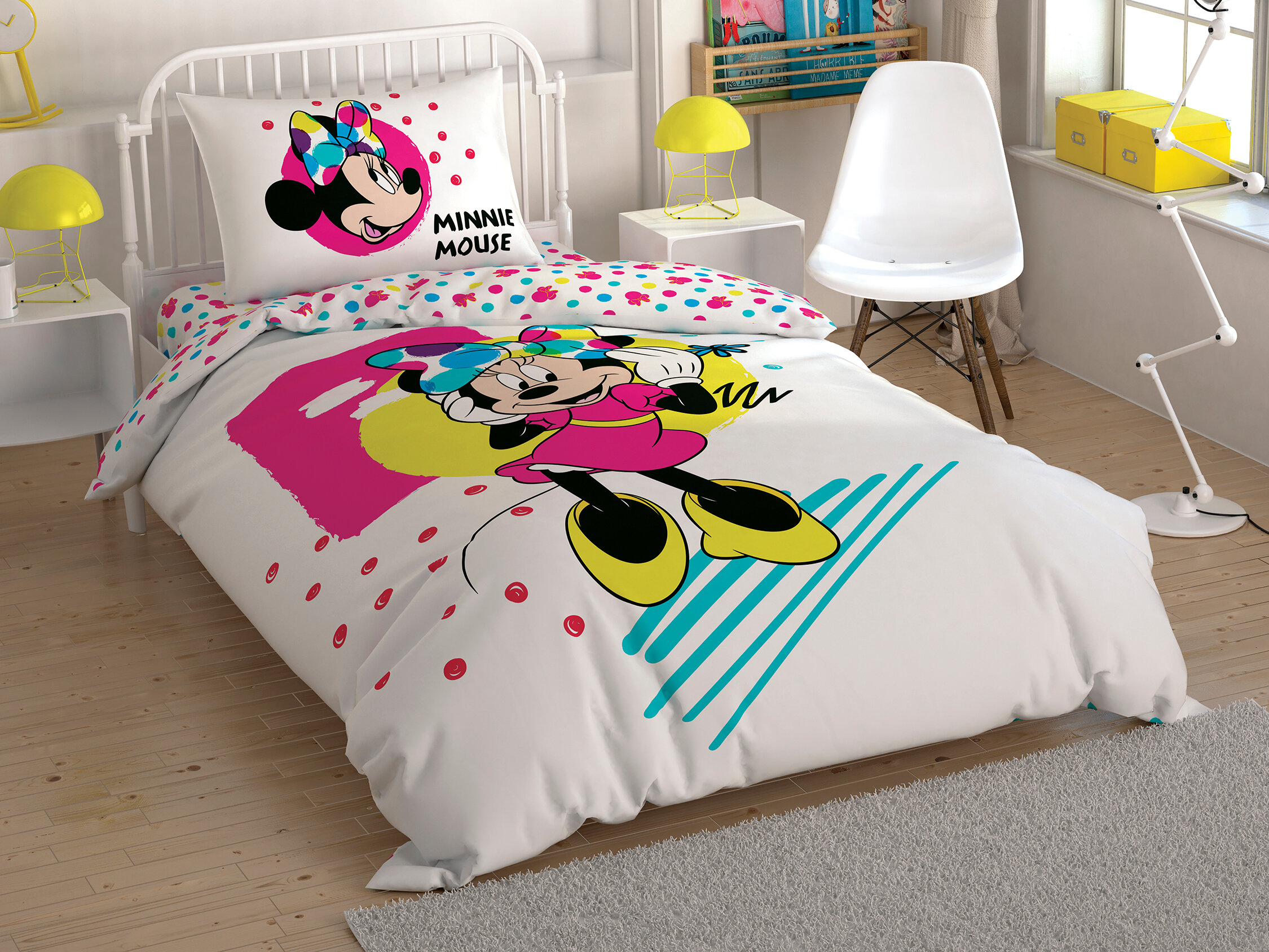 фото Постельное белье детское люкс-ранфорс minnie colour mayhem 1.5 спальное тас