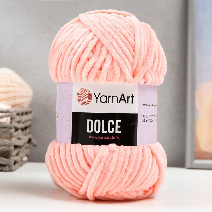 

Пряжа Dolce 100% микрополиэстер 120м/100гр (764 персик), Розовый