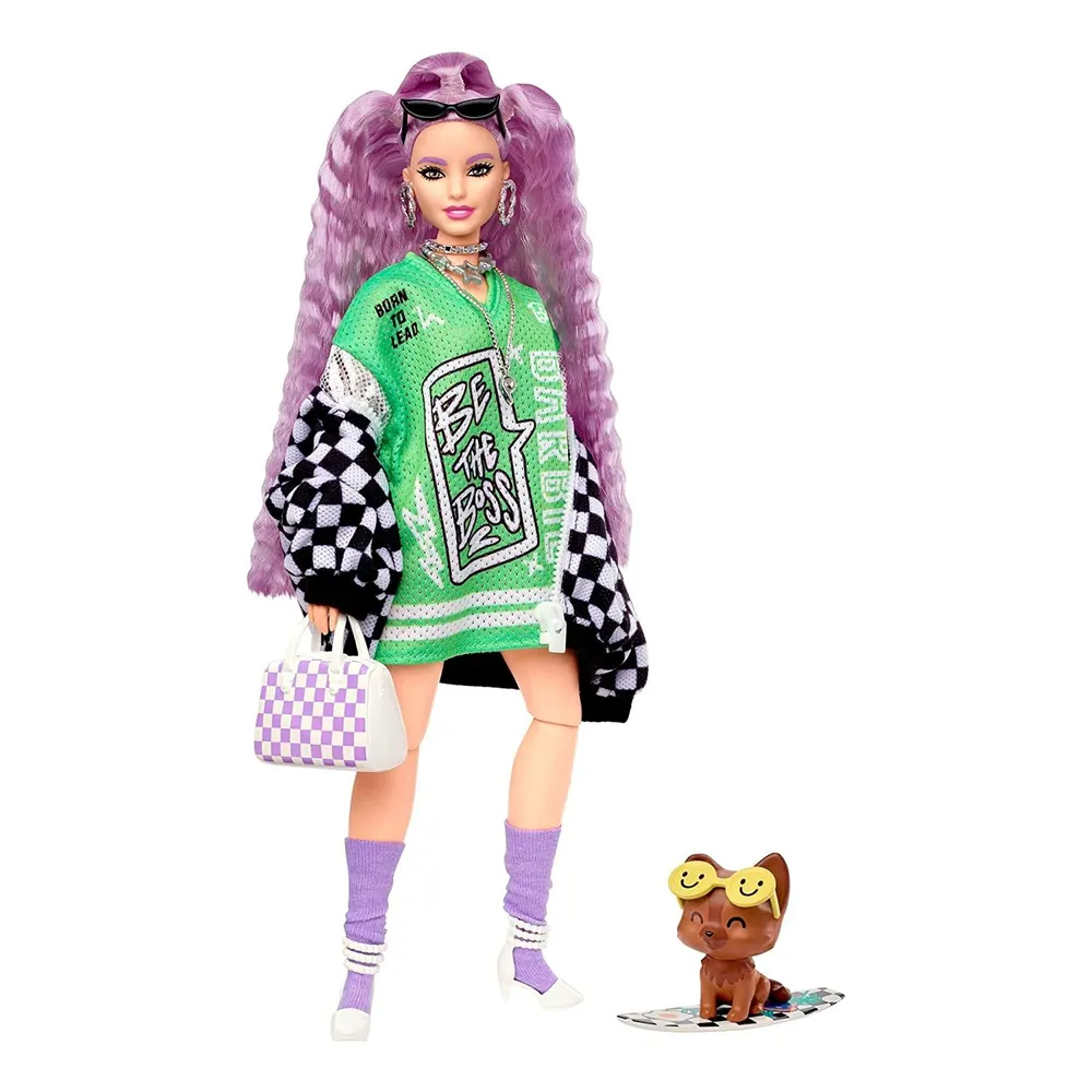 

Кукла Barbie Экстра с волнистыми лавандовыми волосами с щеночком HHN10, Barbie Extra