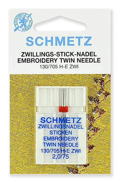 

Иглы для вышивки двойные Schmetz 130/705H E ZWI 75/2.0, уп.1 игла