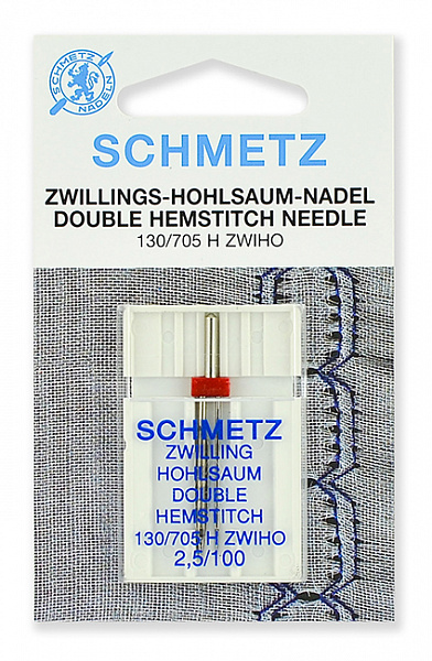 

Иглы для мережки двойные Schmetz 130/705H ZWIHO 100/2.5, уп.1 игла