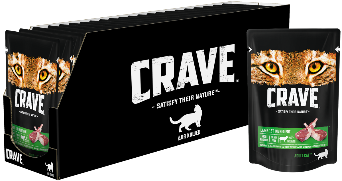 фото Влажный корм для кошек crave ягненок, 30шт по 70г