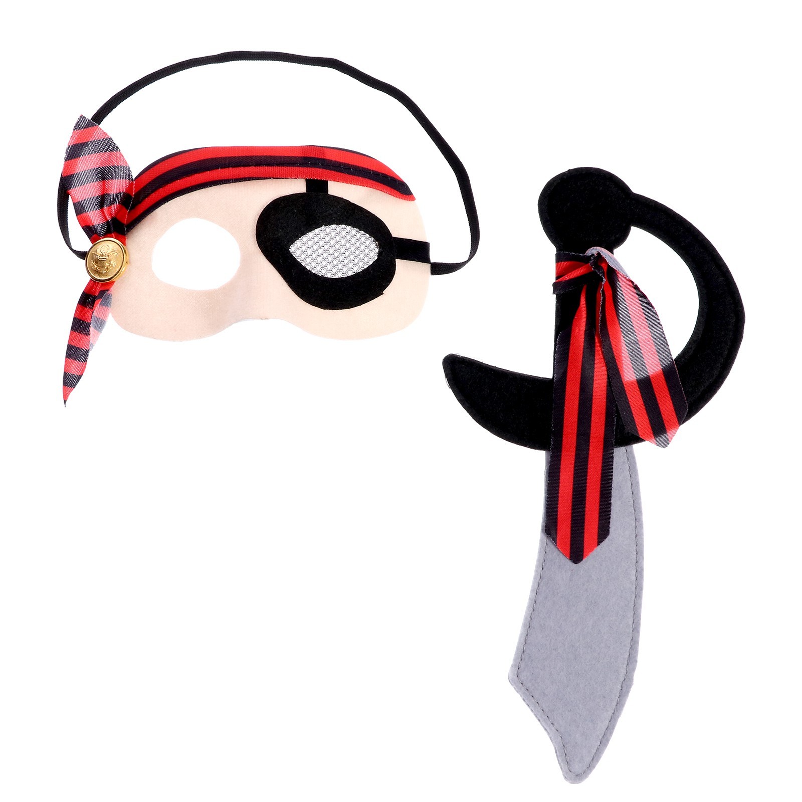 Карнавальный набор Пират, 2 предмета маска, нож карнавальный набор бандана в полоску маска с рогами чёрная термонаклейка