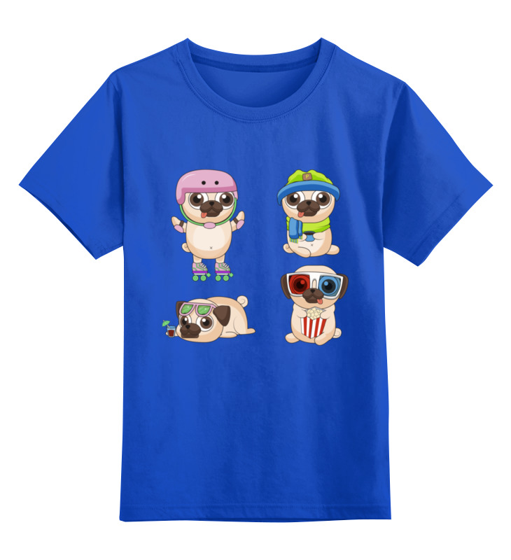 

Детская футболка Printio Забавные мопсы цв.синий р.128, 0000002336202
