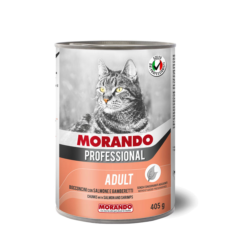 Консервы для кошек Morando Professional кусочки с креветками и лососем, 405г