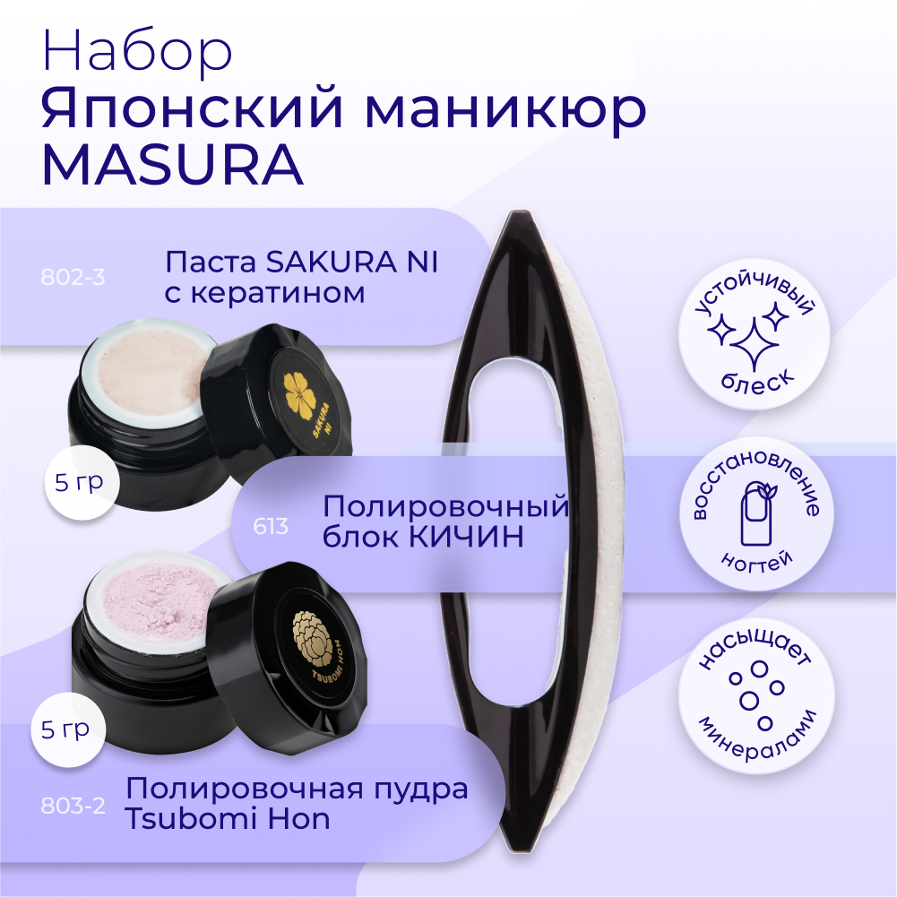 Набор Для Маникюра Masura Паста Sakura Ni  Пудра Tsubomi Hon  Розовая  Kichin