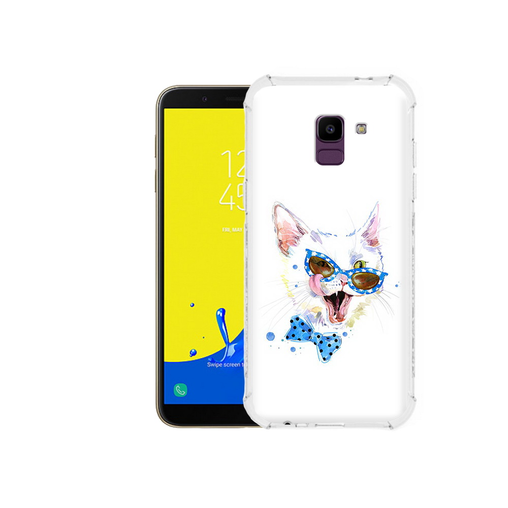 

Чехол MyPads Tocco для Samsung Galaxy J6 (2018) белый кот, Прозрачный, Tocco