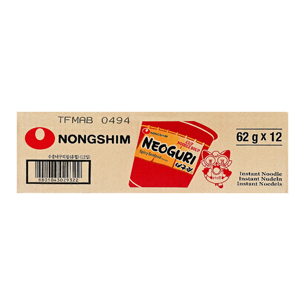 

Лапша быстрого приготовления Nongshim неогури с морепродуктами острая, стакан 62 г х 12 шт