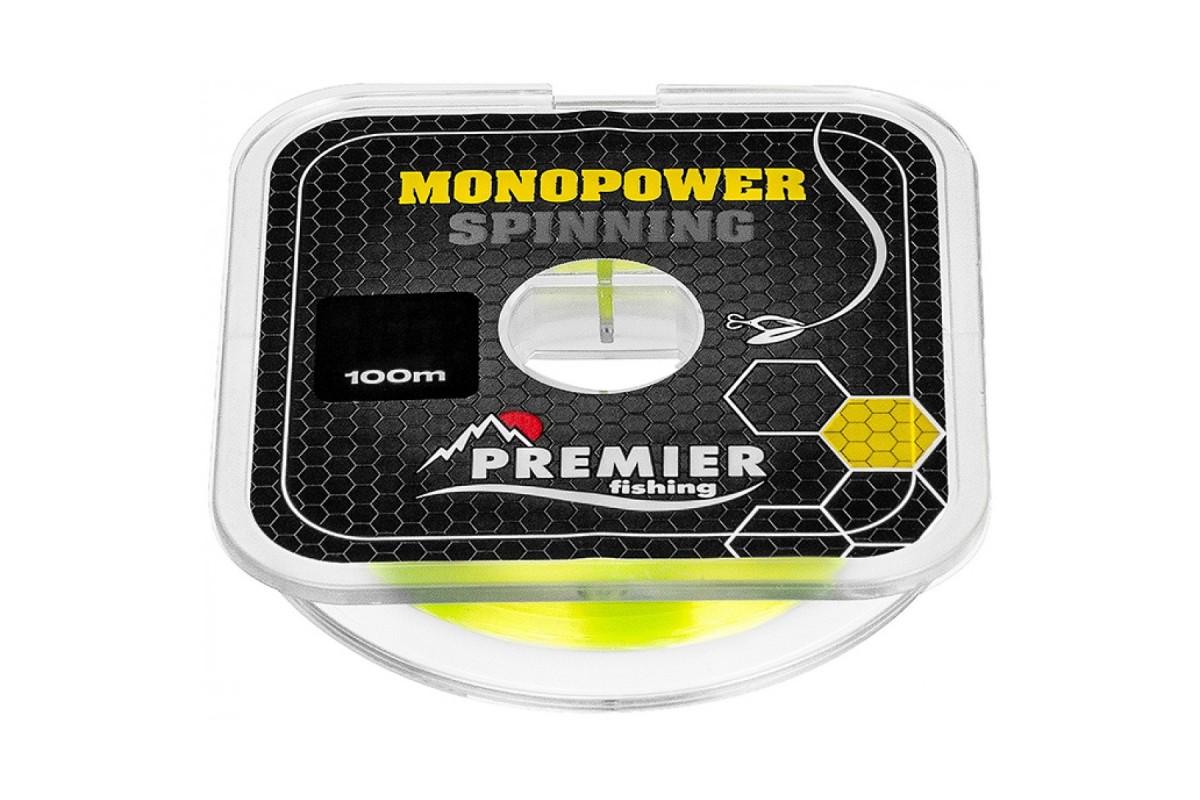 Леска монофильная Premier Fishing Monopower Spinning 0,45 мм, 100 м, 19,5 кг, yellow