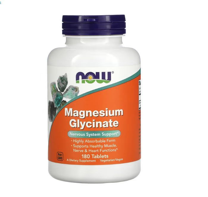 

Now Foods Magnesium glycinate, 100 мг, 180 таблеток