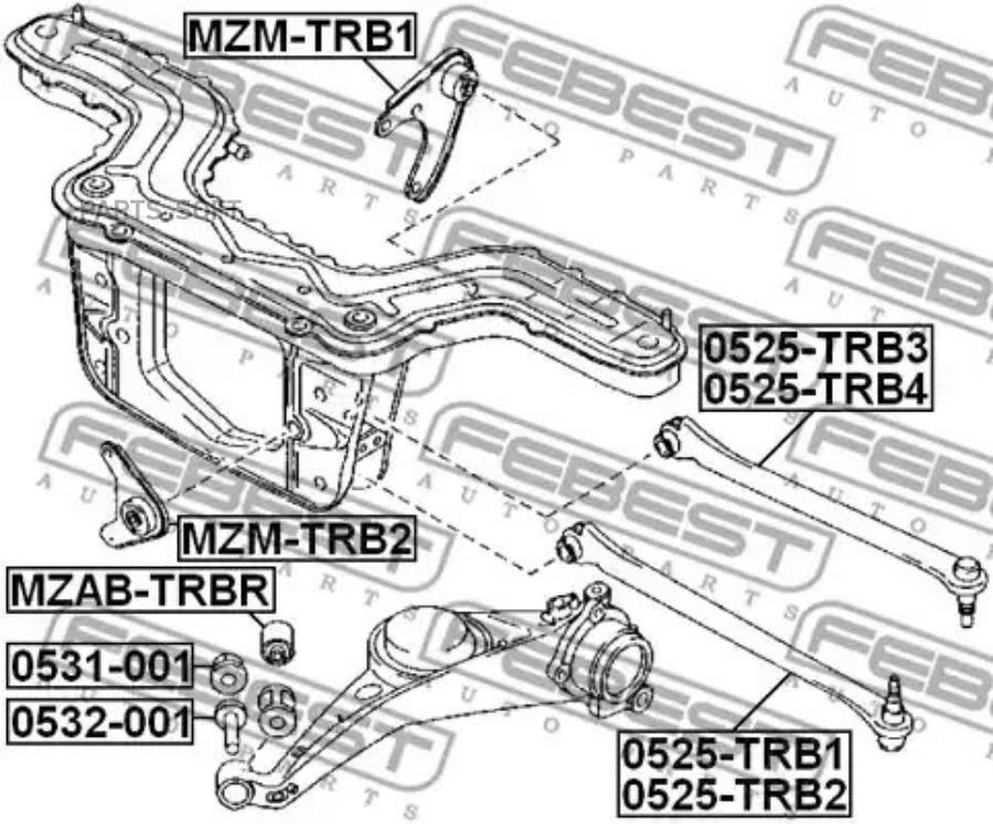 

FEBECT 0531001 0531001_гайка с эксцентриком!регулировочная\ Mazda Tribute 03>