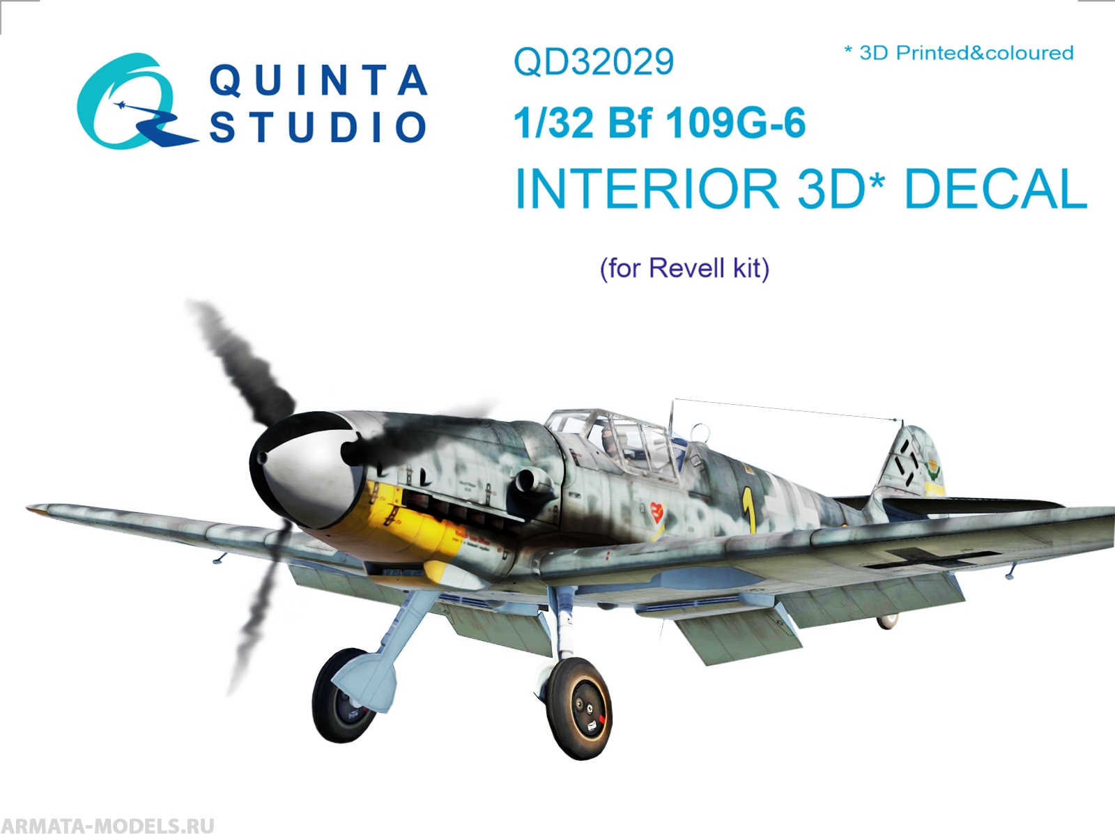 

QD32029 1/32 3D Декаль интерьера кабины Bf 109G-6 для модели Revell