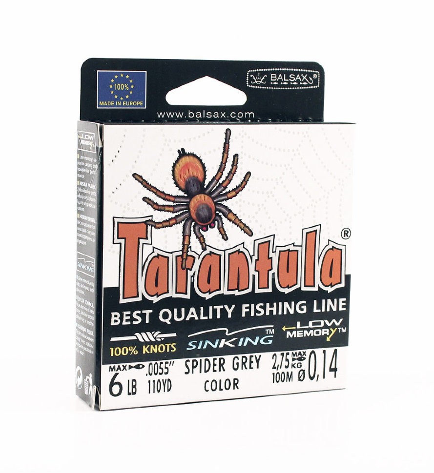 Леска монофильная Balsax Tarantula Box 0,14 мм, 100 м, 2,75 кг, spider grey