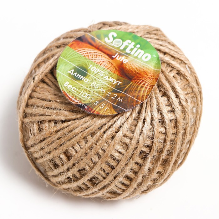 

Пряжа 100% джут Softino Jute 85м ±2м 100 гр, Коричневый