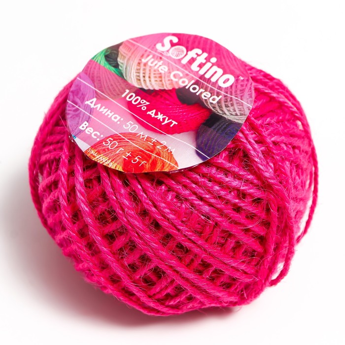 

Пряжа 100% джут Softino Jute Colored 50м ±2м ярко-розовый 50 гр