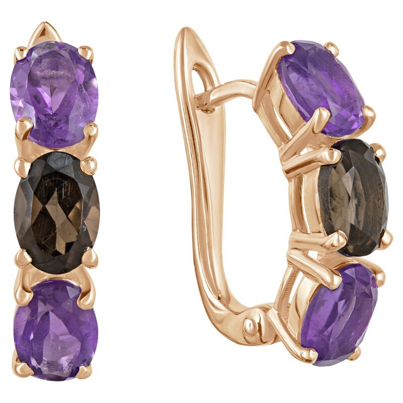 

Серьги из серебра с аметистом; раухтопазомом LAZURIT-ONLINE 8003PG, 8003PG