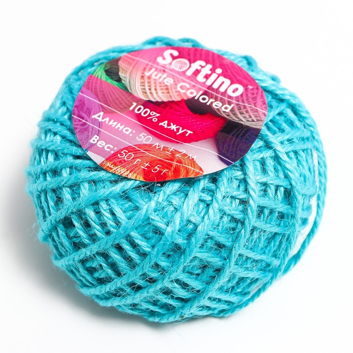 

Пряжа 100% джут Softino Jute Colored 50м ±2м голубой 50 гр