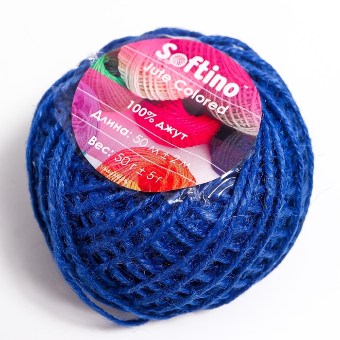 

Пряжа 100% джут Softino Jute Colored 50м ±2м синий 50 гр