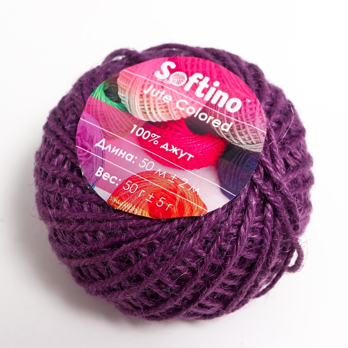 

Пряжа 100% джут Softino Jute Colored 50м ±2м пурпур 50 гр, Фиолетовый