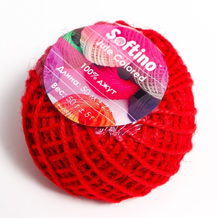 

Пряжа Softino Jute Colored 50м ±2м красный 50 гр