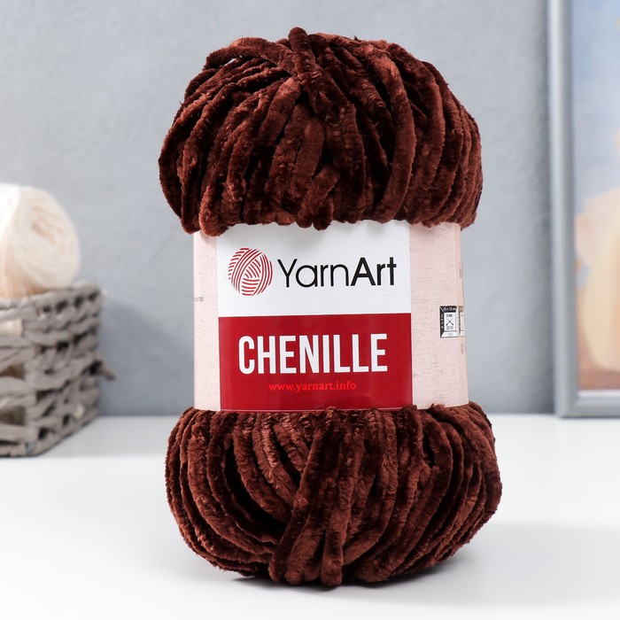 

Пряжа Chenille 100% микрополиэстер 90м/100гр (575 шоколад), Коричневый