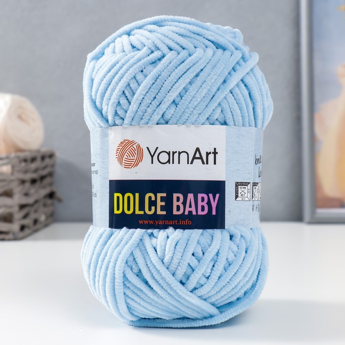 

Пряжа Dolce Baby 100% микрополиэстер 85м/50 гр (749 голубой), Разноцветный
