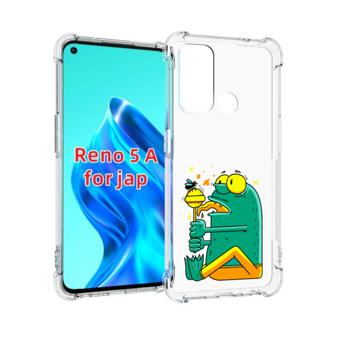 

Чехол MyPads Зеленая лягушка с чупа чупсом для Oppo Reno 5A, Прозрачный, Tocco