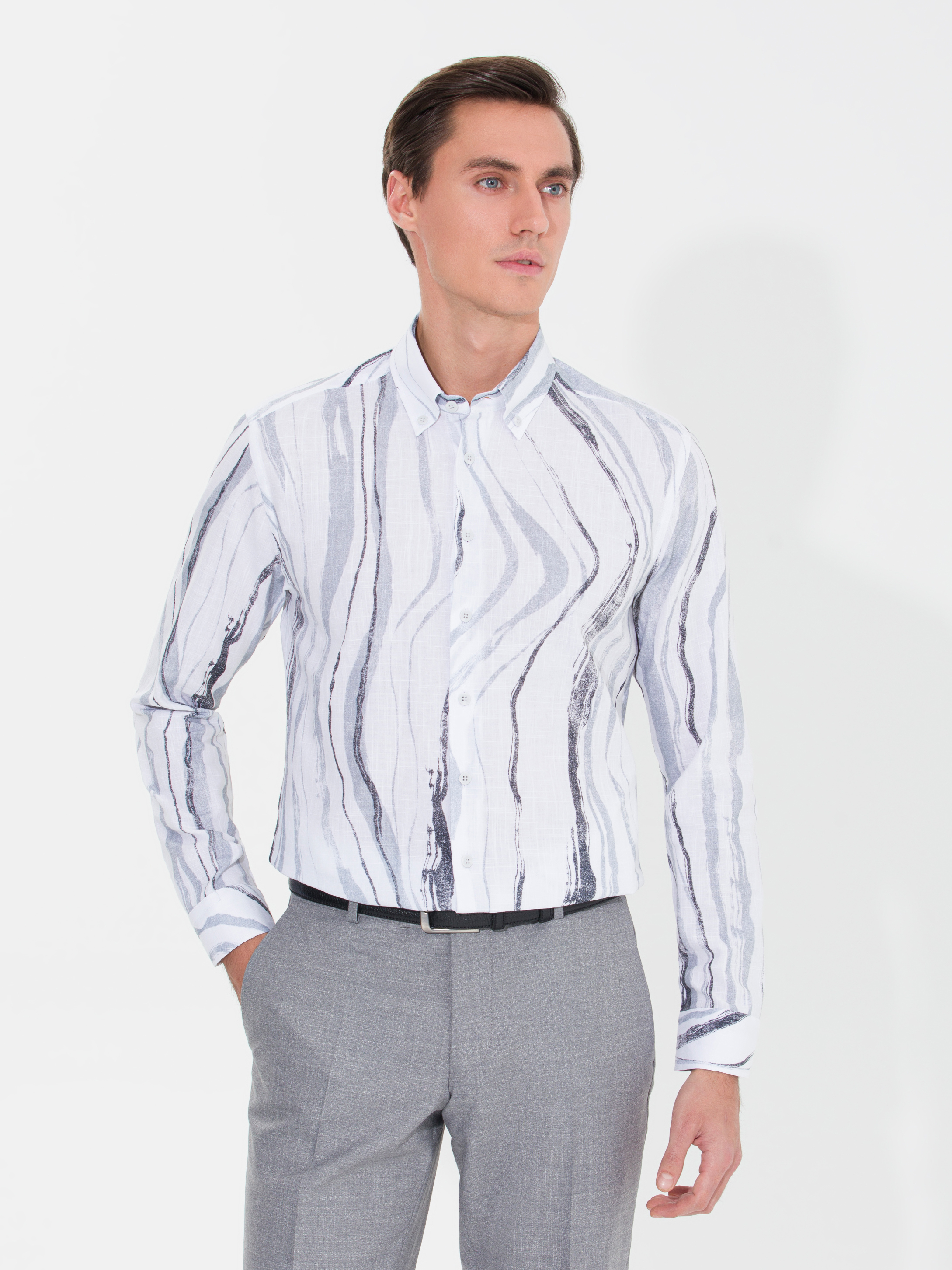 

Рубашка мужская Cacharel G051SZ0040CHICAGO серая M, Серый, G051SZ0040CHICAGO