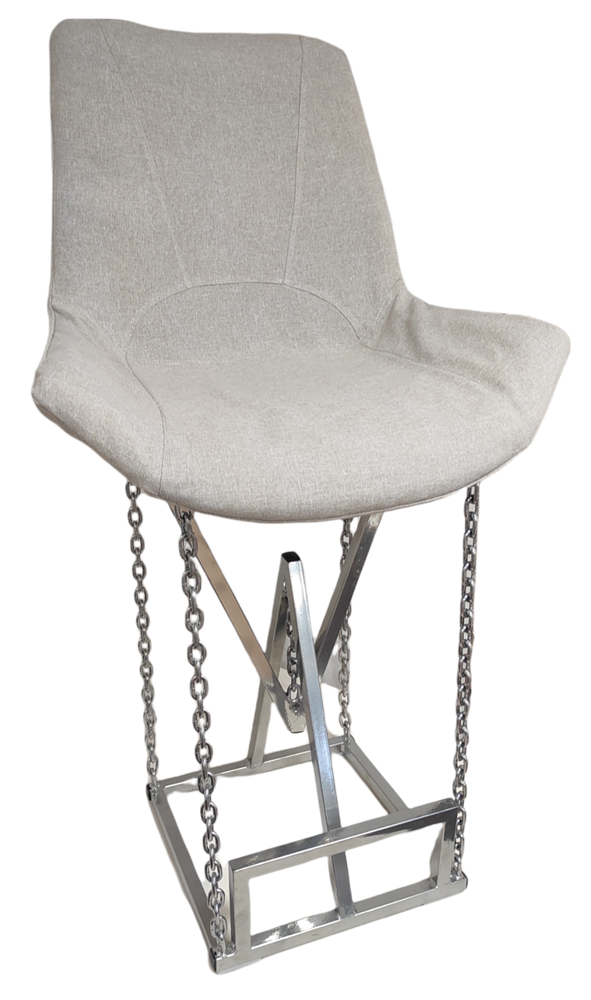 фото Барный стул на цепях лофт «tolix» с тканевой обивкой черный - серый nobrand