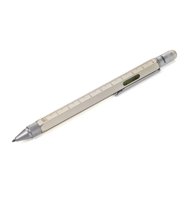 Ручка шариковая TROIKA CONSTRUCTION, цв.золото/серебро, черный стержень